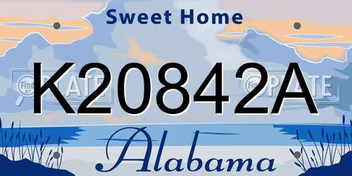 K20842A Alabama License Plate