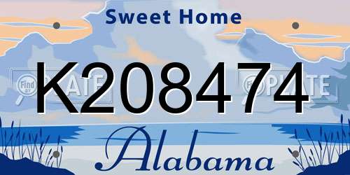 K208474 Alabama License Plate
