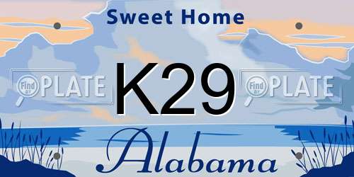 K29 Alabama License Plate