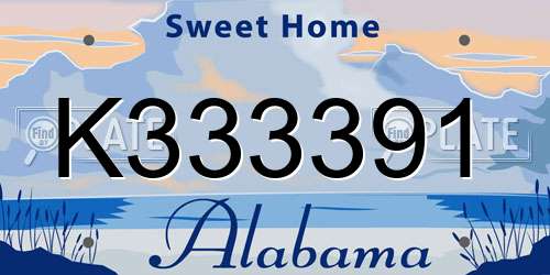 K333391 Alabama License Plate