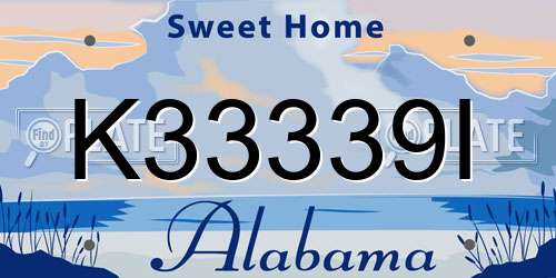 K33339I Alabama License Plate