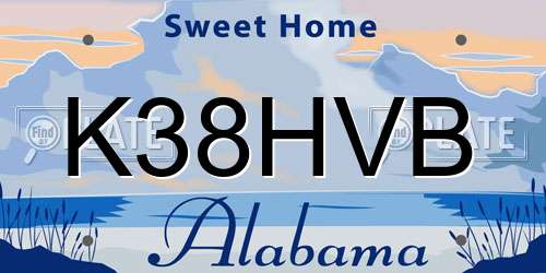 K38HVB Alabama License Plate