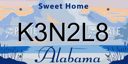 K3N2L8 Alabama License Plate