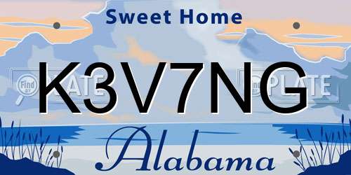 K3V7NG Alabama License Plate