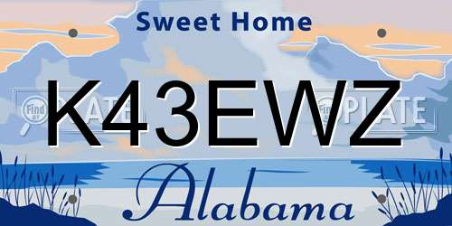 K43EWZ Alabama License Plate