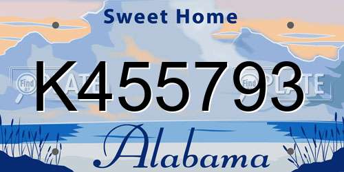 K455793 Alabama License Plate