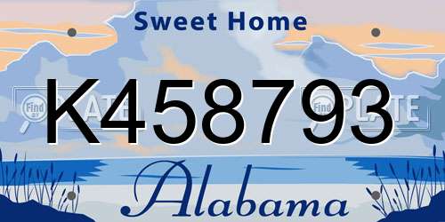K458793 Alabama License Plate