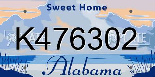 K476302 Alabama License Plate