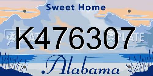 K476307 Alabama License Plate