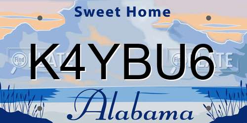 K4YBU6 Alabama License Plate