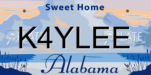 K4YLEE Alabama License Plate