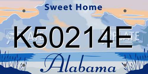 K50214E Alabama License Plate