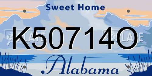 K50714O Alabama License Plate