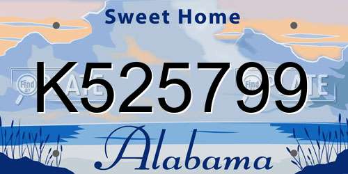 K525799 Alabama License Plate