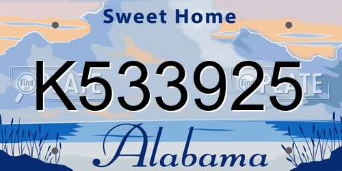 K533925 Alabama License Plate