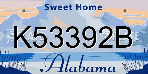 K53392B Alabama License Plate