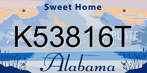 K53816T Alabama License Plate