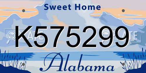 K575299 Alabama License Plate