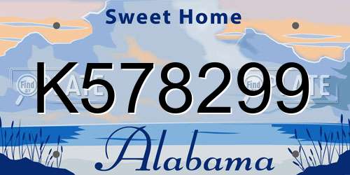 K578299 Alabama License Plate
