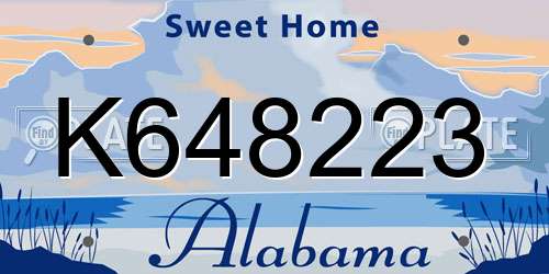 K648223 Alabama License Plate