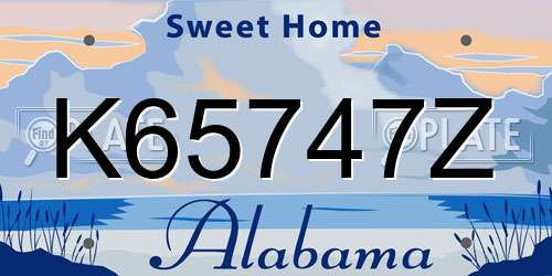 K65747Z Alabama License Plate