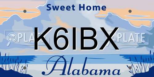 K6IBX Alabama License Plate