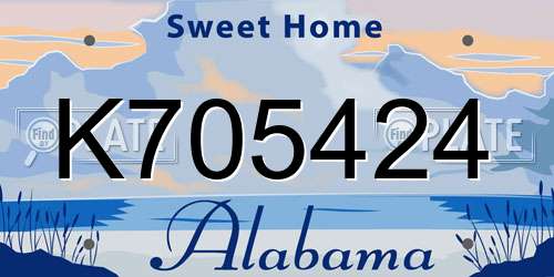 K705424 Alabama License Plate