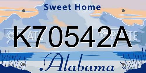 K70542A Alabama License Plate