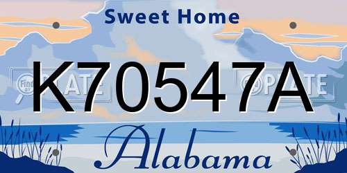 K70547A Alabama License Plate