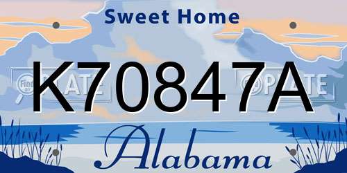 K70847A Alabama License Plate