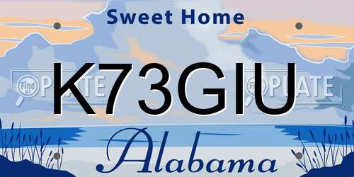 K73GIU Alabama License Plate