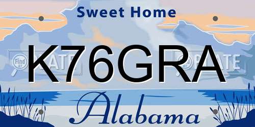 K76GRA Alabama License Plate