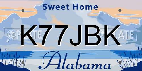 K77JBK Alabama License Plate