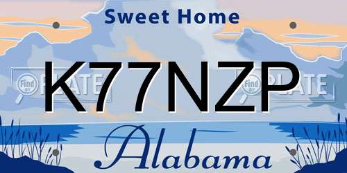 K77NZP Alabama License Plate