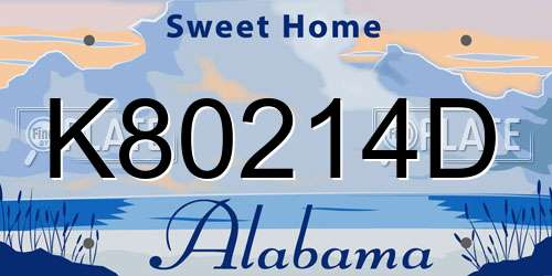 K80214D Alabama License Plate