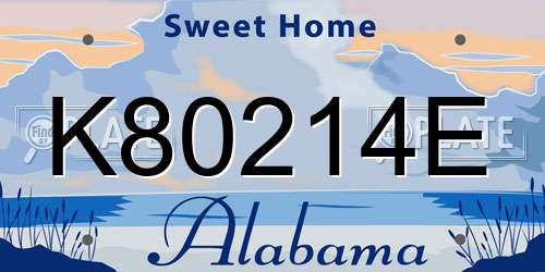 K80214E Alabama License Plate
