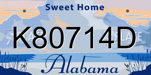 K80714D Alabama License Plate