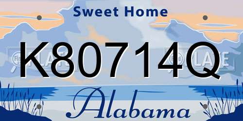 K80714Q Alabama License Plate