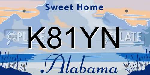K81YN Alabama License Plate
