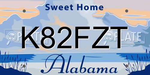 K82FZT Alabama License Plate