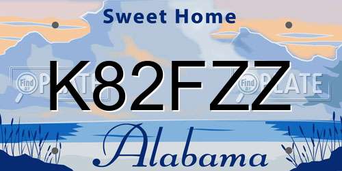 K82FZZ Alabama License Plate