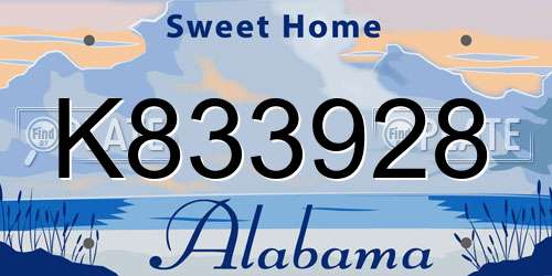 K833928 Alabama License Plate