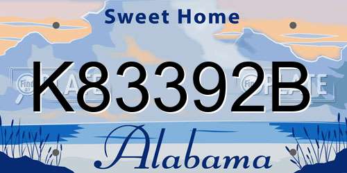 K83392B Alabama License Plate