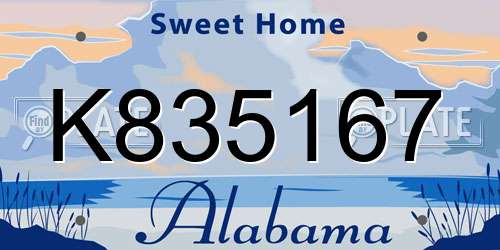 K835167 Alabama License Plate
