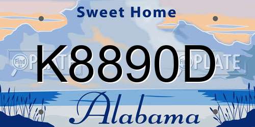 K8890D Alabama License Plate