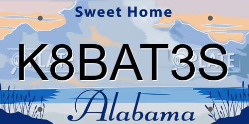 K8BAT3S Alabama License Plate
