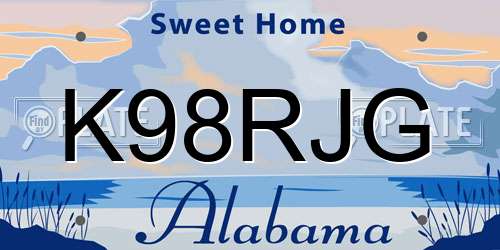 K98RJG Alabama License Plate