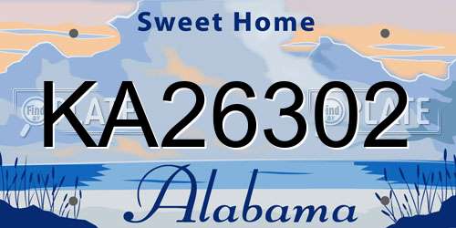 KA26302 Alabama License Plate