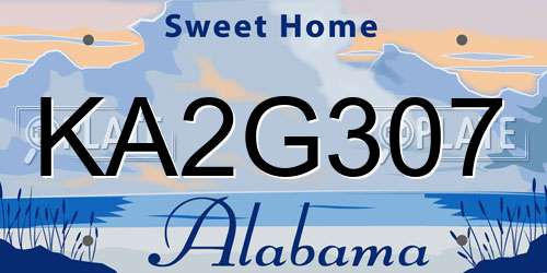 KA2G307 Alabama License Plate