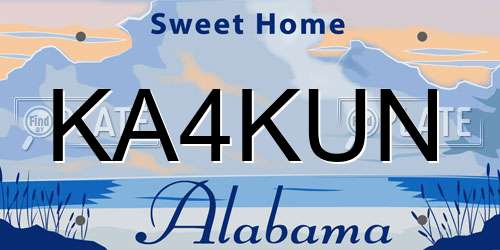 KA4KUN Alabama License Plate